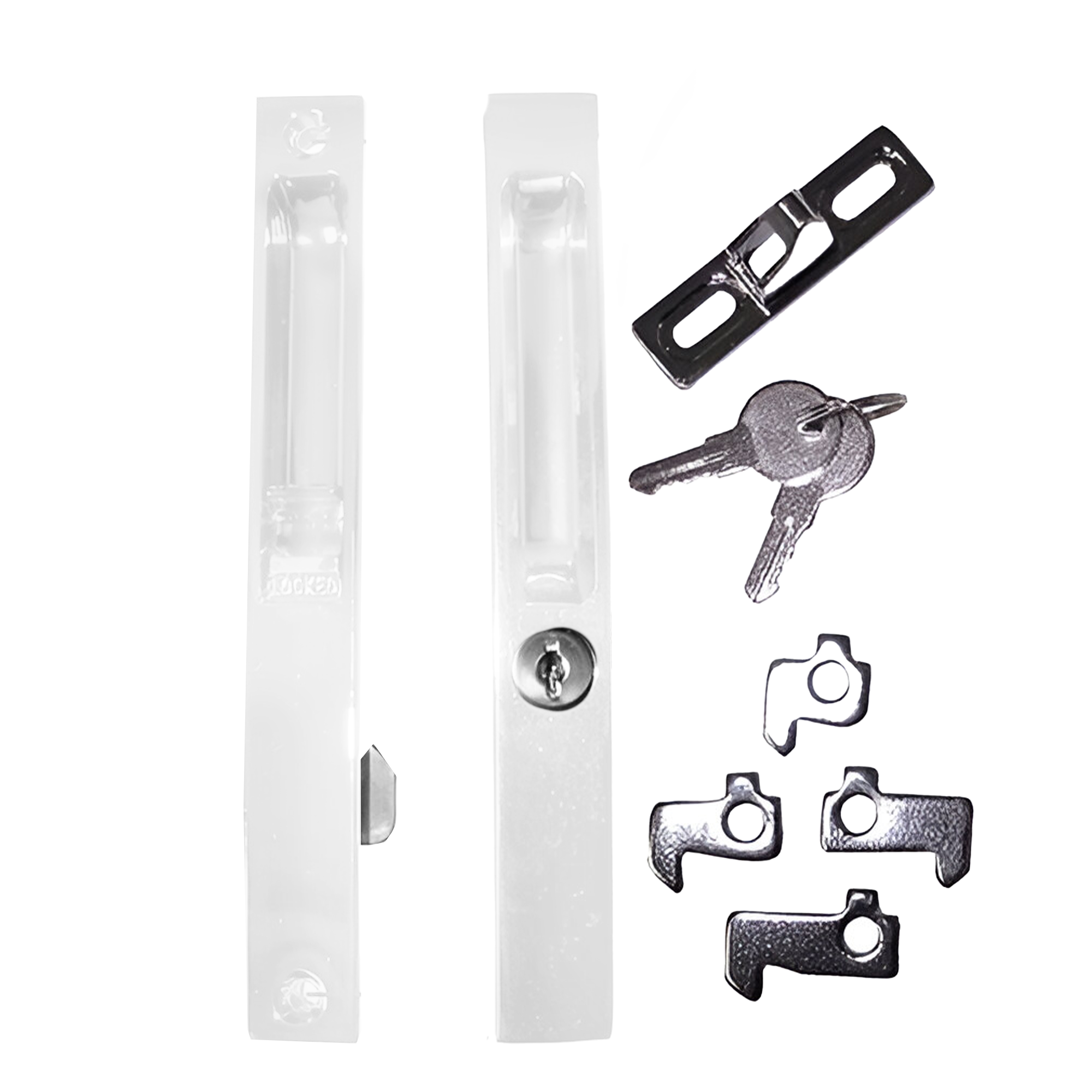 Flush Mount Single KEYED Lock Set for Sliding Doors, 6-5/8" Hole Space DL-501-WITH-KEY - Garage and Sliding Door Hardware